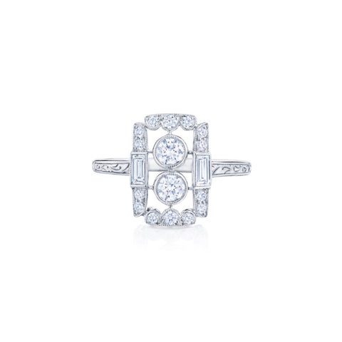 KWIAT Rectangular Ring with Diamonds R-28104-0-DIA-18KW