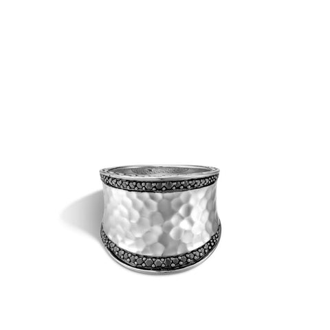 Hammered Saddle Ring with Black Sapphire and Spinel - Chalmers Jewelers