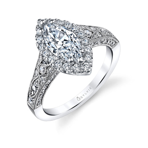 Sylvie Marquise Vintage Engagement Ring S1409 - MQ