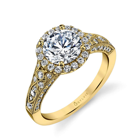 Vintage Inspired Halo Engagement Ring S1409 - Chalmers Jewelers