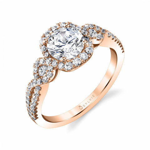 Modern Spiral Engagement Ring With Halo S1808 - Chalmers Jewelers