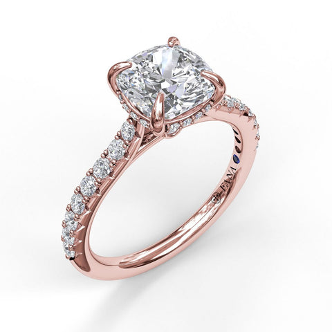 Classic Cushion Cut Solitaire With Hidden Halo 3026 - Chalmers Jewelers