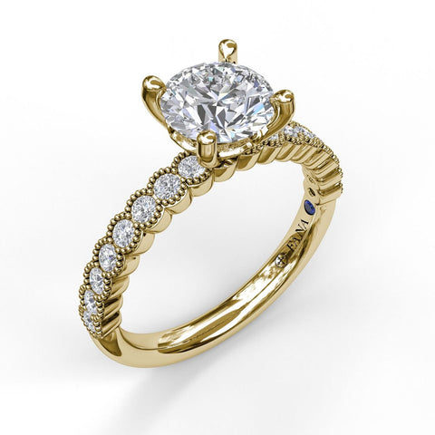 Diamond Engagement Ring with a Delicate Milgrain Edge 3037 - Chalmers Jewelers