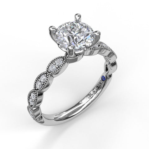 Classic Diamond Engagement Ring with a Delicate Milgrain Edge 3038 - Chalmers Jewelers