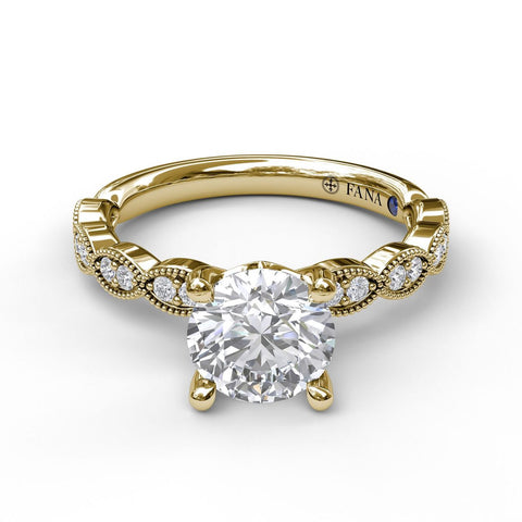 Yellow Gold Classic Diamond Engagement Ring with a Delicate Milgrain Edge 3038 - Chalmers Jewelers