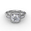 Fana Three-Stone Diamond Halo Engagement Ring with Baguette Side Stones 3285