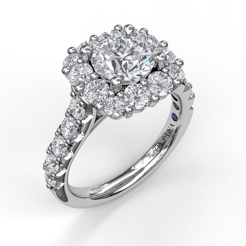 Large Diamond Cushion Halo Engagement Ring 3459 - Chalmers Jewelers