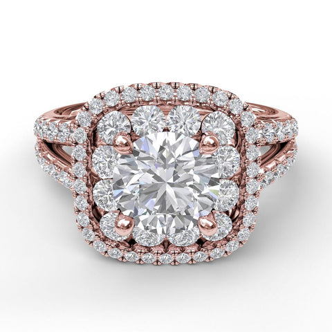 Exquisite Unique Double Halo Engagement Ring 3507 - Chalmers Jewelers