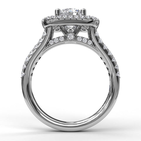 Exquisite Unique Double Halo Engagement Ring 3507 - Chalmers Jewelers