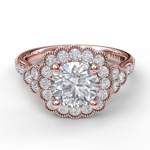 Floral Halo With Diamond Accents Engagement Ring 3563 - Chalmers Jewelers