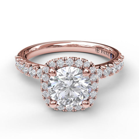 Classic Diamond Halo Engagement Ring with a Gorgeous Side Profile 3817 - Chalmers Jewelers