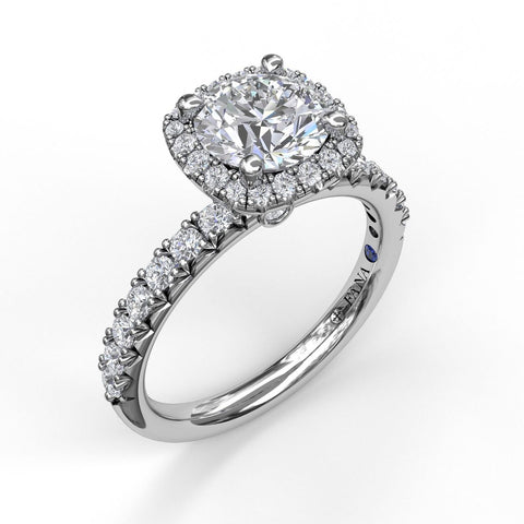 Classic Diamond Halo Engagement Ring with a Gorgeous Side Profile 3817 - Chalmers Jewelers