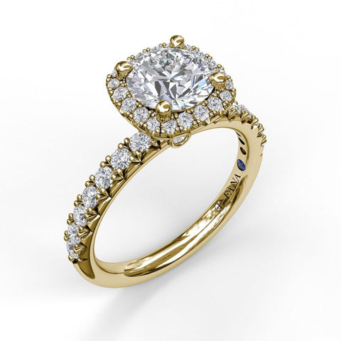 Classic Diamond Halo Engagement Ring with a Gorgeous Side Profile 3817 - Chalmers Jewelers