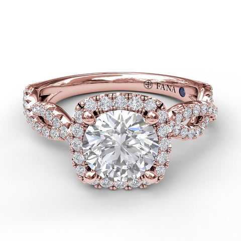 Cushion Halo Twist Engagement Ring 3826 - Chalmers Jewelers