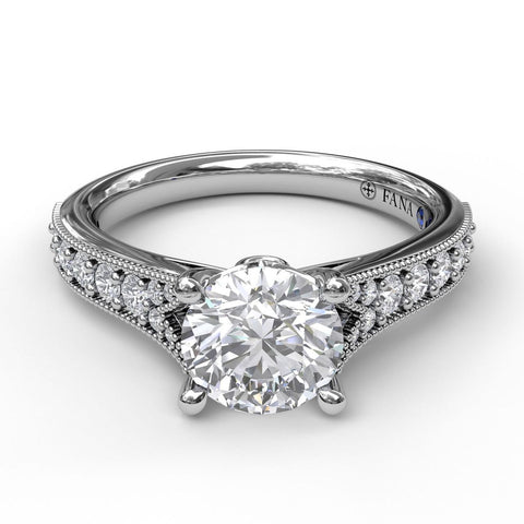 Classic Diamond Engagement Ring with Detailed Milgrain Band 3827 - Chalmers Jewelers