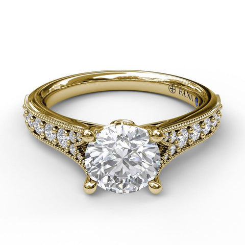 Classic Diamond Engagement Ring with Detailed Milgrain Band 3827 - Chalmers Jewelers