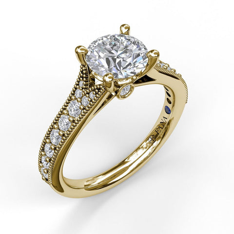 Classic Diamond Engagement Ring with Detailed Milgrain Band 3827 - Chalmers Jewelers