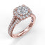 Cushion Halo Engagement Ring with a Diamond Encrusted Split Band 3891 - Chalmers Jewelers