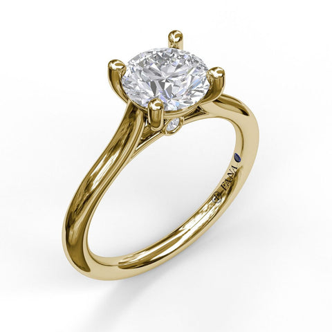 Fana Round Solitaire With Cathedral Band Engagement Ring 3908