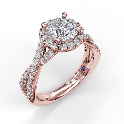 Round Halo Twist Engagement Ring 3990 - Chalmers Jewelers