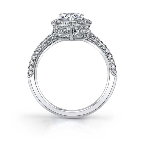 Pear Shaped Engagement Ring With Halo SY096 - Chalmers Jewelers