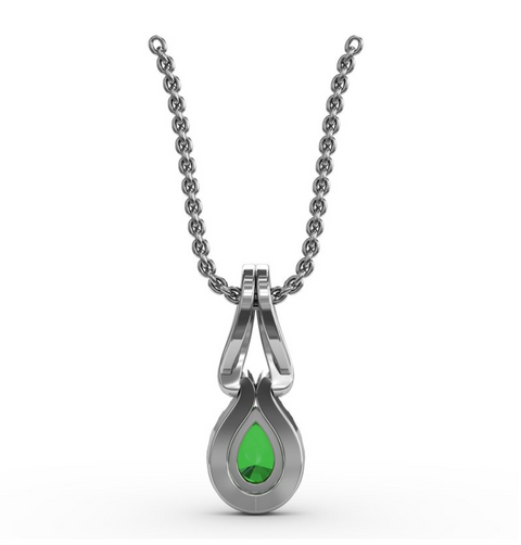 Fana Halo Emerald and Diamond Drop Pendant P1674E