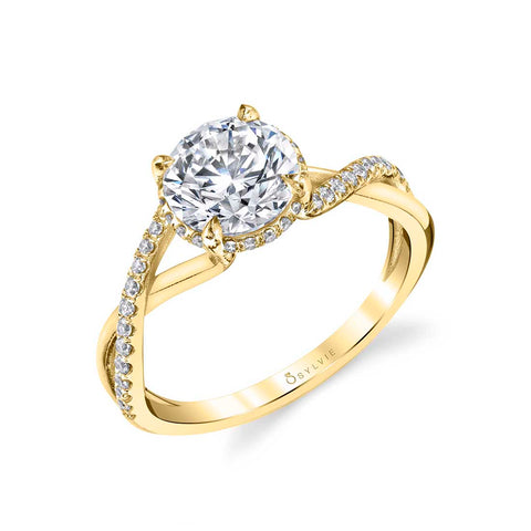 Sylvie SPIRAL ENGAGEMENT RING WITH HIDDEN HALO S1937