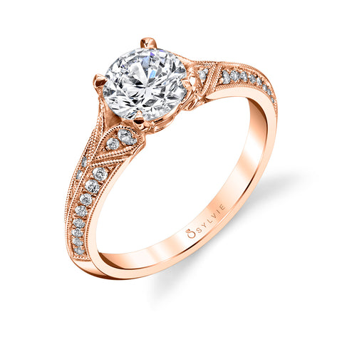 Sylvie Round Accented Solitaire Engagement Ring S1397