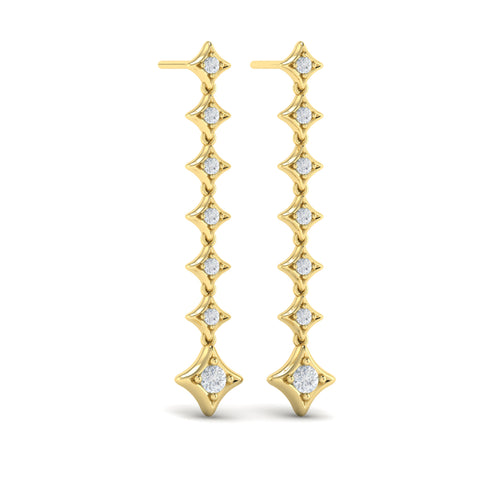 Vlora Estrella 14k Yellow Gold and Diamond Dangle Earrings VER60256