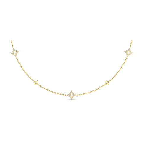 Vlora Estrella 14k Yellow Gold and Diamond Station Necklace VN60226