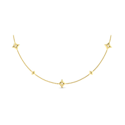 Vlora Estrella 14k Yellow Gold and Diamond Station Necklace VN60226