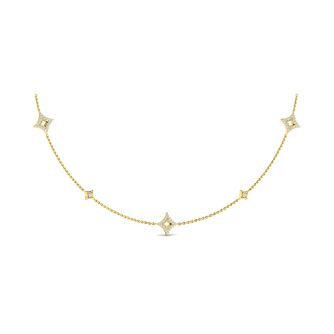 Vlora Estrella 14k Yellow Gold and Diamond Station Necklace VN60226