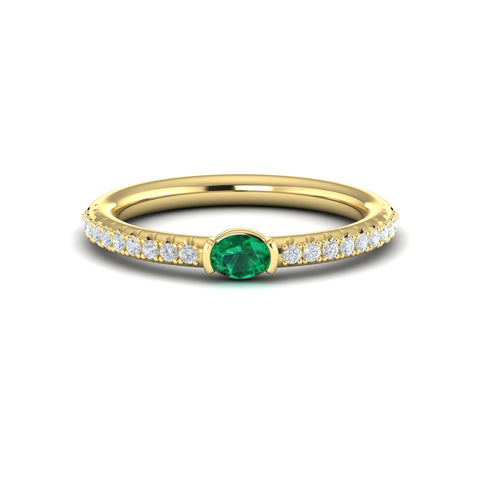 Vlora Sofia 14k Yellow Gold Diamond and Emerald Ring VR60135E