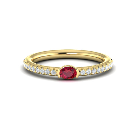 Vlora Sofia 14k Yellow Gold Diamond and Ruby Ring VR60135R