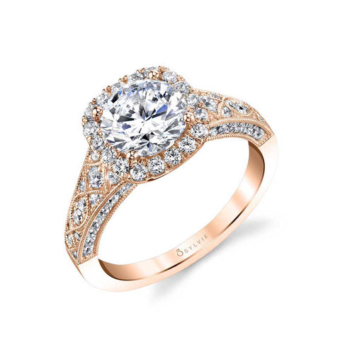 Vintage Inspired Engagement Ring With Cushion Halo S1869 - Chalmers Jewelers