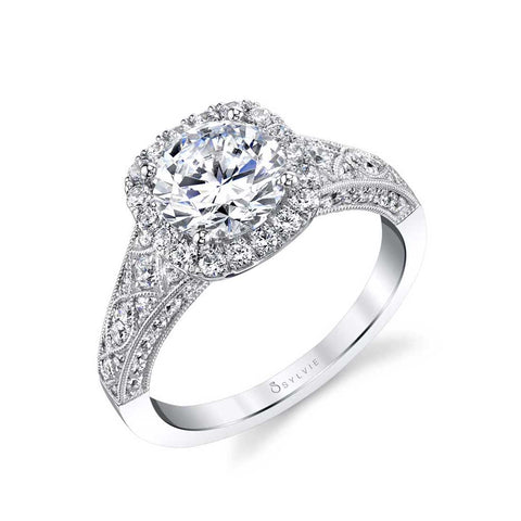 Vintage Inspired Engagement Ring With Cushion Halo S1869 - Chalmers Jewelers
