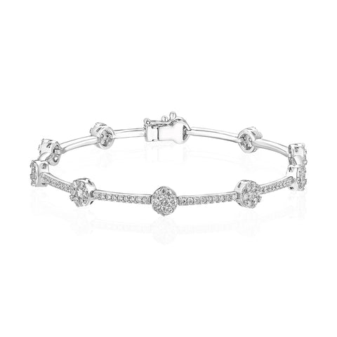 14k White Gold Alternating Pave Round Diamond Bracelet - Chalmers Jewelers