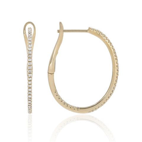 Luvente 14k Gold Inside Out Diamond Hoop Earrings E03028