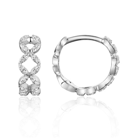 Luvente 14k Gold Mini Diamond Hoop Earrings E03898