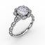Fana Round Diamond Engagement Ring With Floral Halo and Milgrain Details S3214