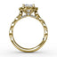 Fana Round Diamond Engagement Ring With Floral Halo and Milgrain Details S3214