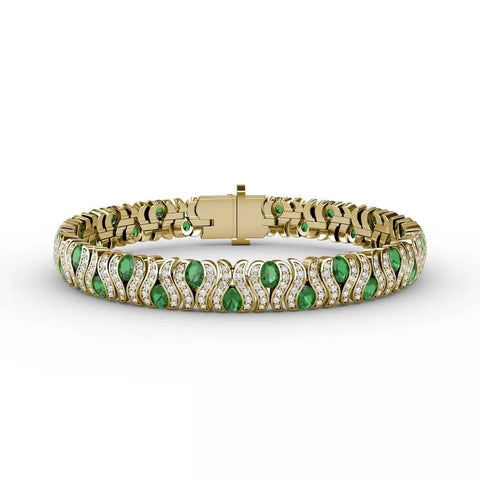 Fana Wave Emerald and Diamond Bracelet 1492