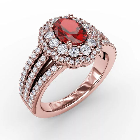 Sapphire and Diamond Triple Row Split Shank Ring