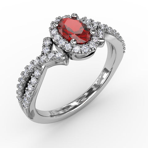 FANA Ruby and Diamond Twist Ring R1662R