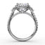 Fana Round Diamond Halo Engagement Ring With Pear-Shape Side Stones S3279