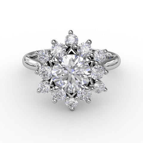 Fana  Contemporary Floral Halo Diamond Engagement Ring S3233