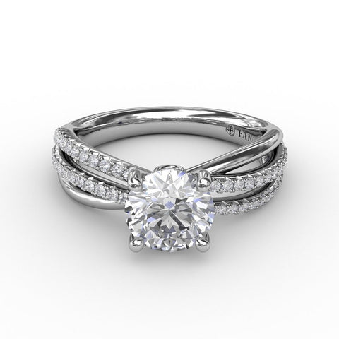 Fana Contemporary Solitaire Diamond Engagement Ring With Multi-Row Split Shank S3114