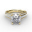 Fana Oval Diamond Solitaire Engagement Ring With Baguettes and Pavé S3310