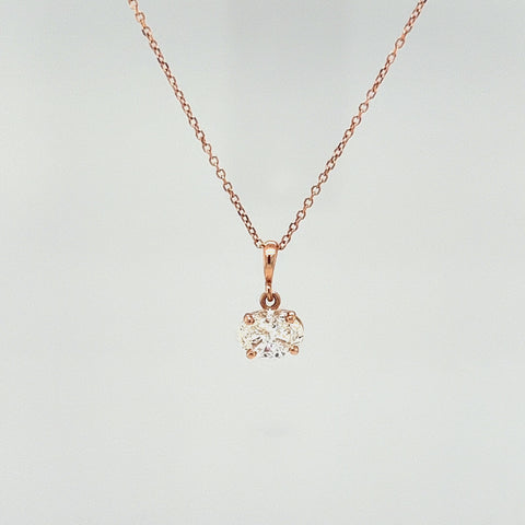 14k Rose Gold .90CTW Modern Diamond Solitaire Pendant