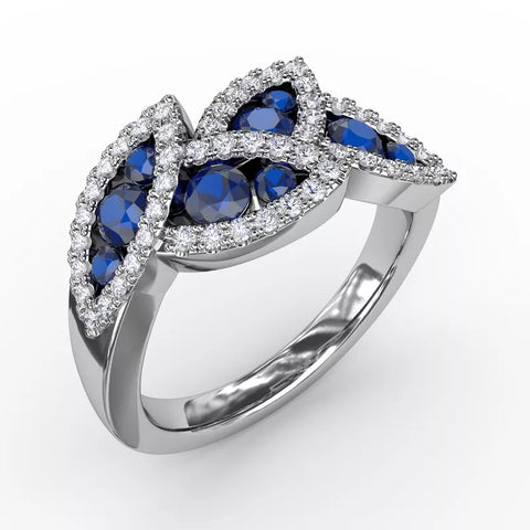 Fana Glam Galore Sapphire and Diamond Leaf Ring 1597